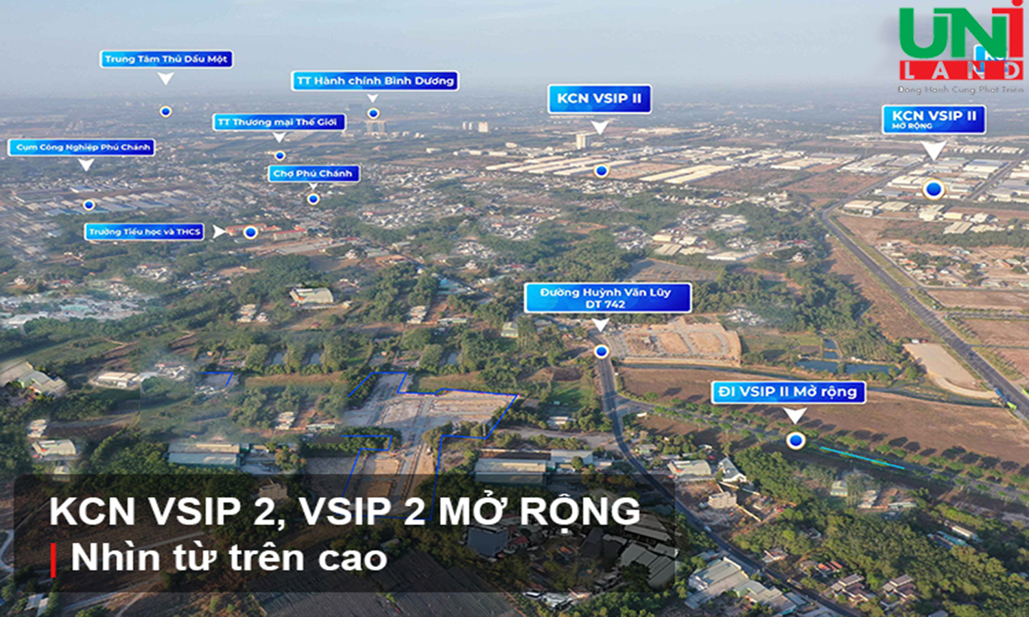Hình ảnh vệ tinh KCN Vsip 2, Vsip 2 Mở rộng và tiện ích liền kề dự án Khu nhà ở Bình Minh